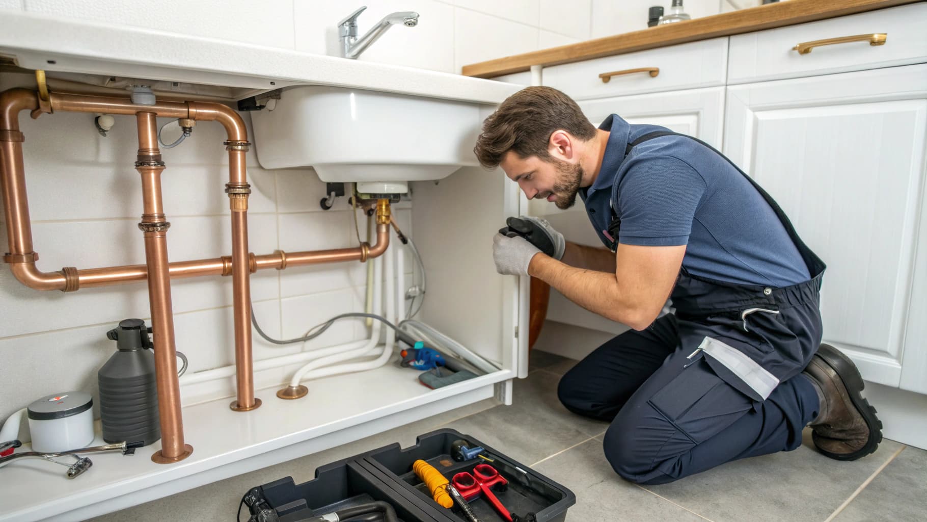 Plumber professional at work